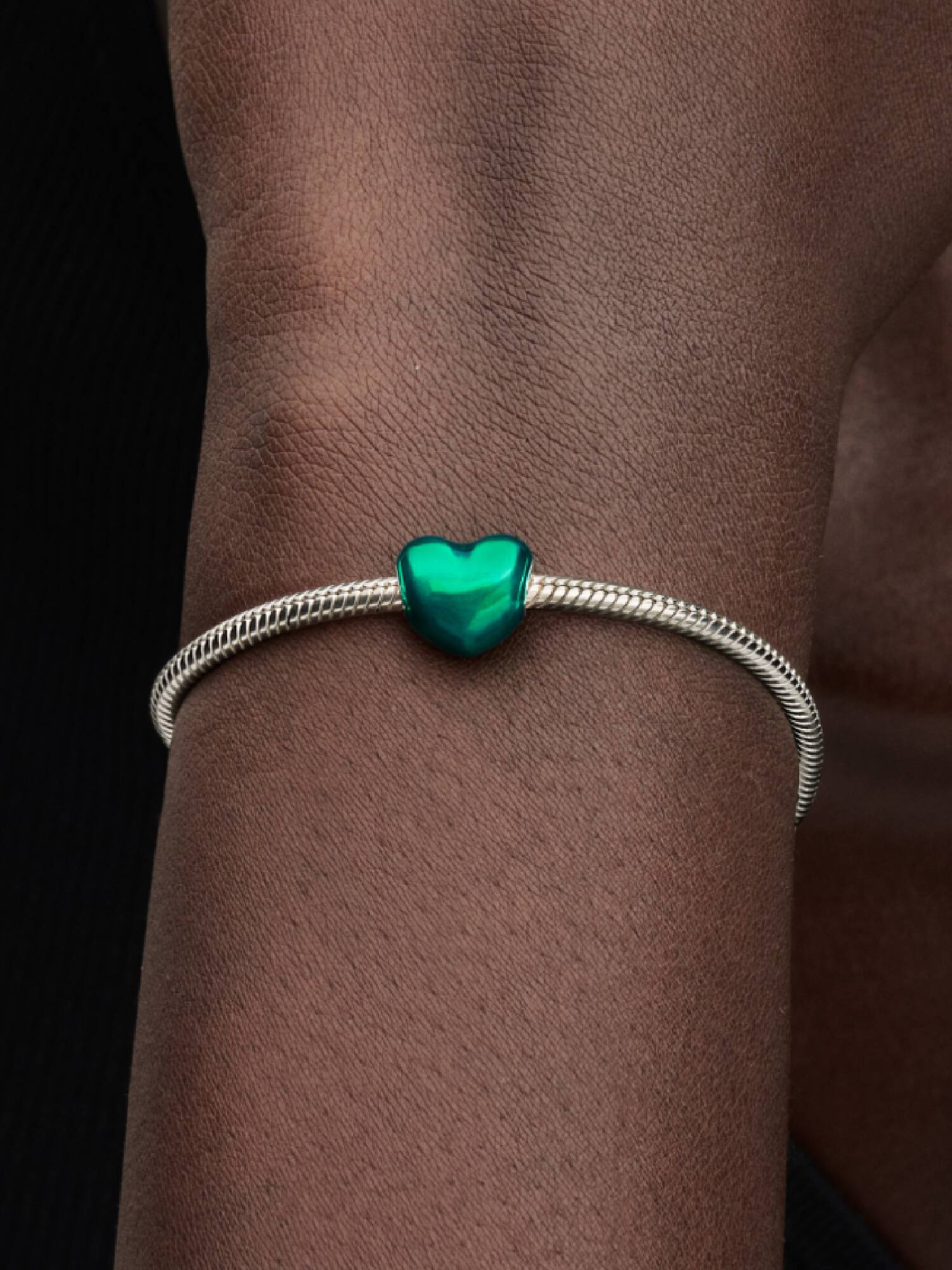 Charm Cœur Vert Métallique