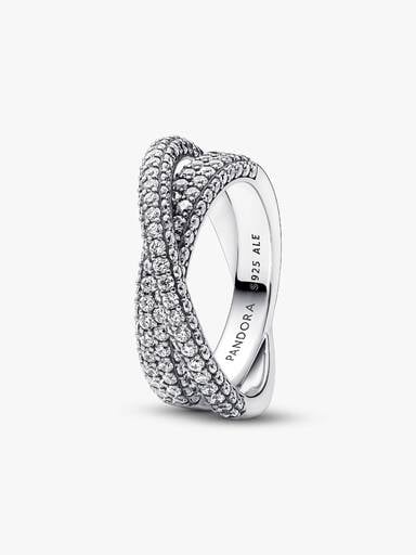 Anneau Double Pavé Croisé Pandora Timeless