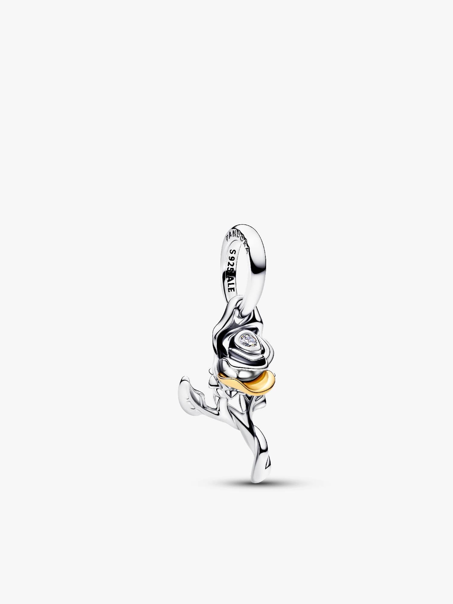 Charm Pendant Disney La Belle et La Bête Rose Enchantée et Diamant de Synthèse