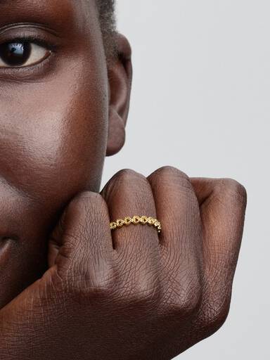 Bague Couronne de Cœurs Dorée
