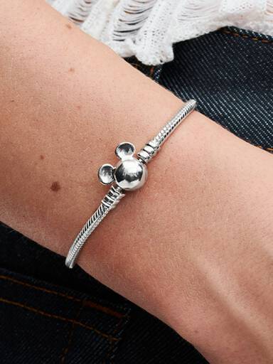Bracelet Disney Maille Serpent Fermoir Mickey Pandora Moments