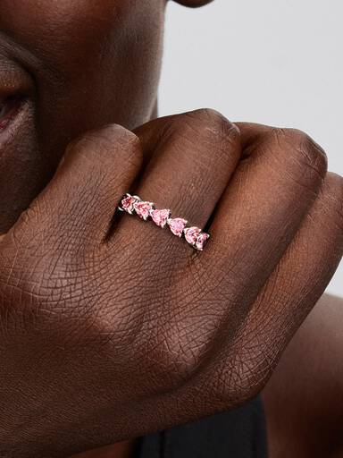 Bague Couronne de Cœurs Roses