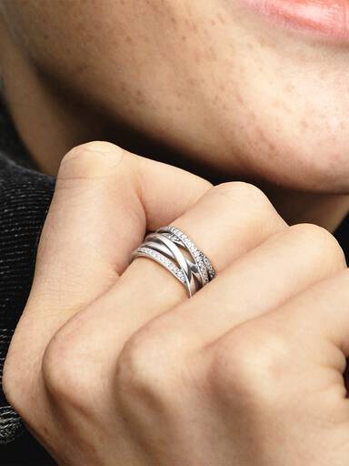 Bague Scintillante & Lignes Polies
