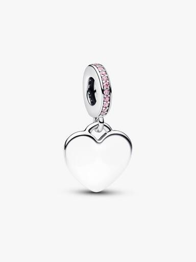 Charm Pendant Pierre Rose Cœur Gravable
