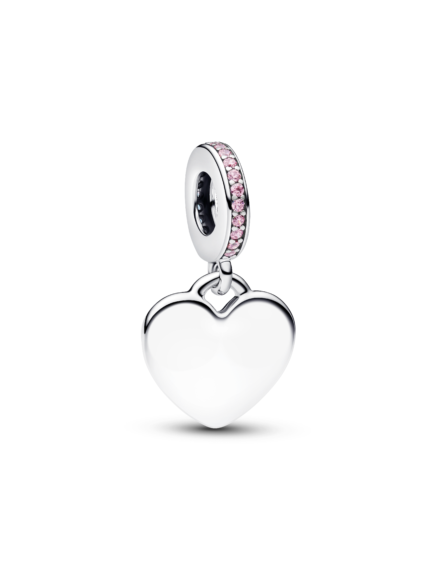 Charm Pendant Pierre Rose Cœur Gravable