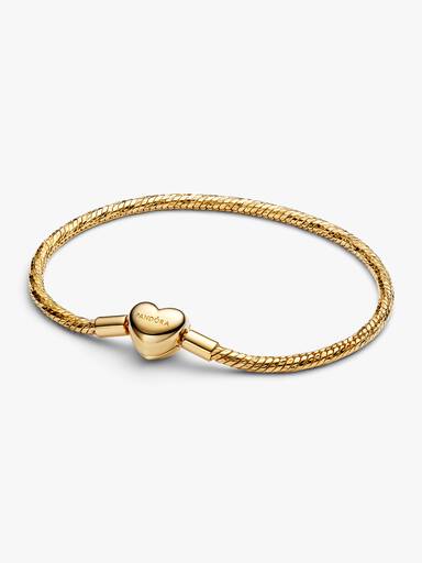 Bracelet Maille Serpent Facetté Fermoir Cœur Doré