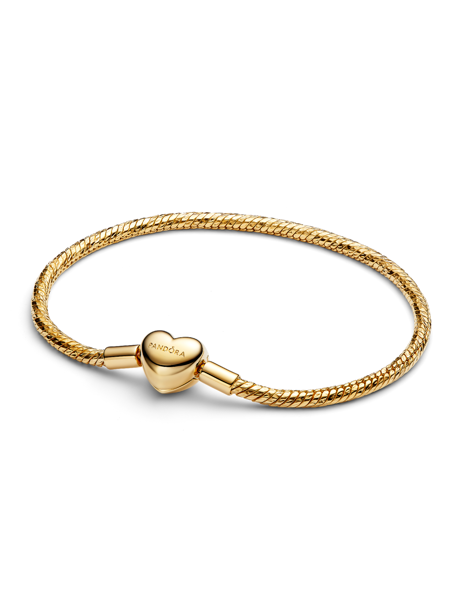Bracelet Maille Serpent Facetté Fermoir Cœur Doré