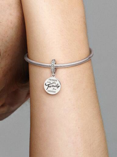 Charm Pendant Famille de Cœur en Argent