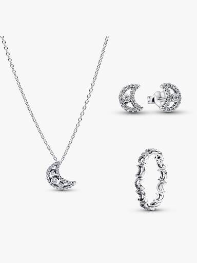 Parure Collier, Boucles d'Oreilles & Bague Lune