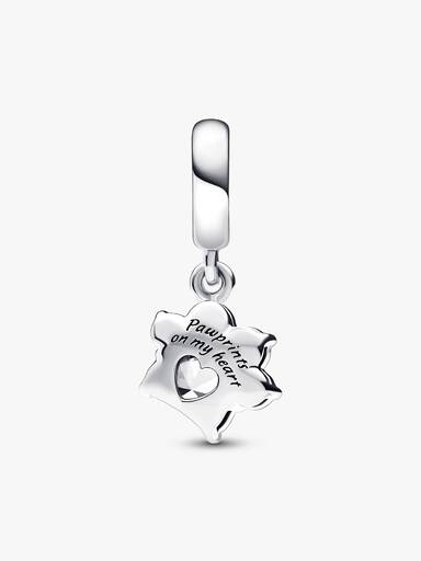 Charm Pendant Empreinte de Patte d'Animal de Compagnie Scintillant