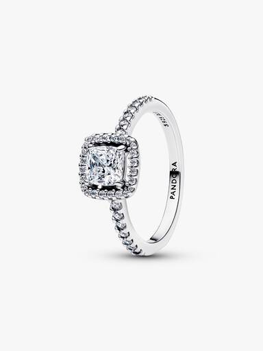 Bague Halo Carré Scintillante