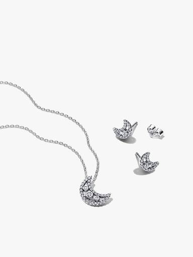 Parure Collier & Boucles d'Oreilles Lune