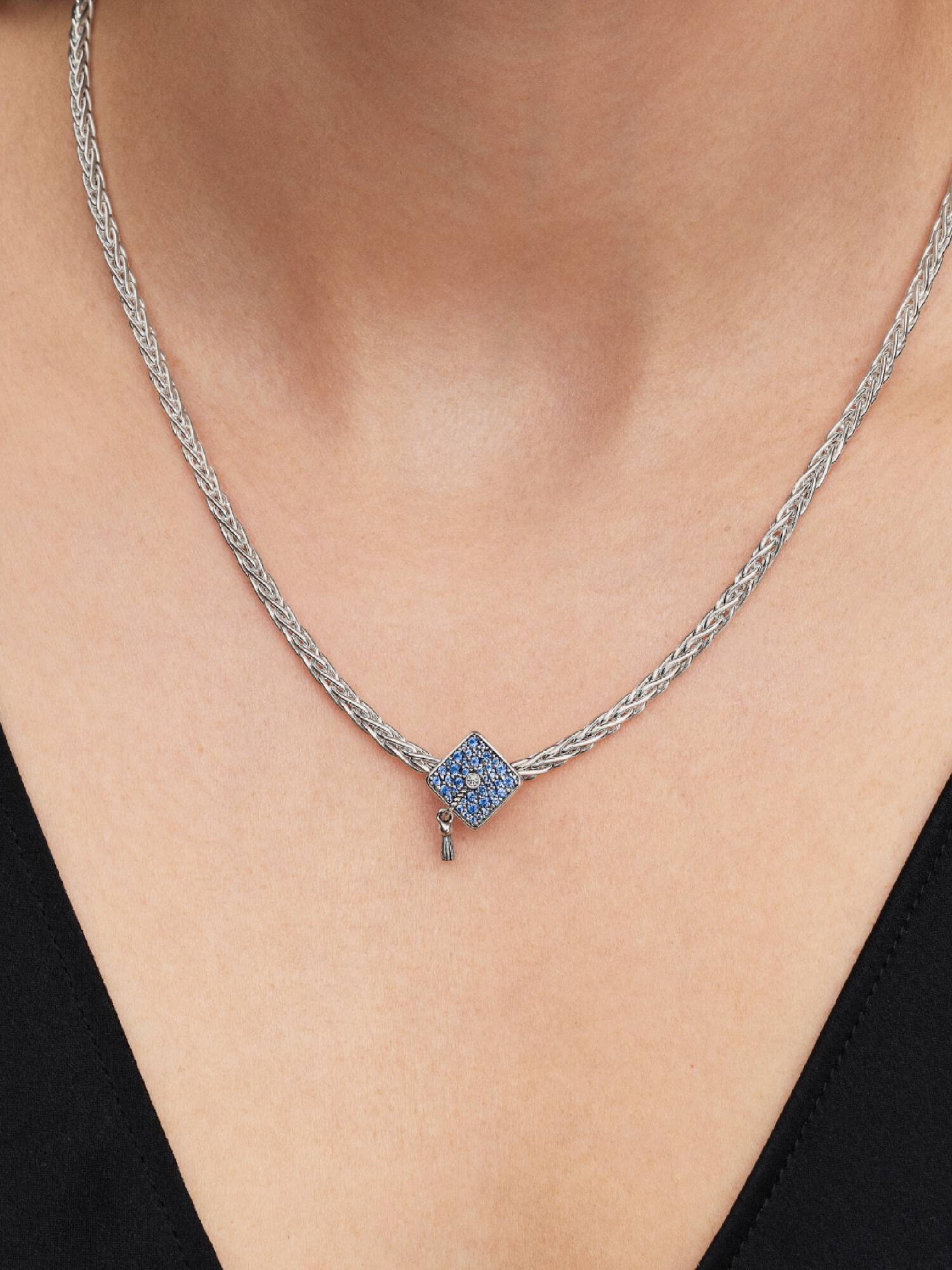 Charm Chapeau de Diplômé 2026 Bleu Scintillant
