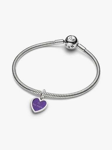 Charm Pendant Cœur Violet Gravable