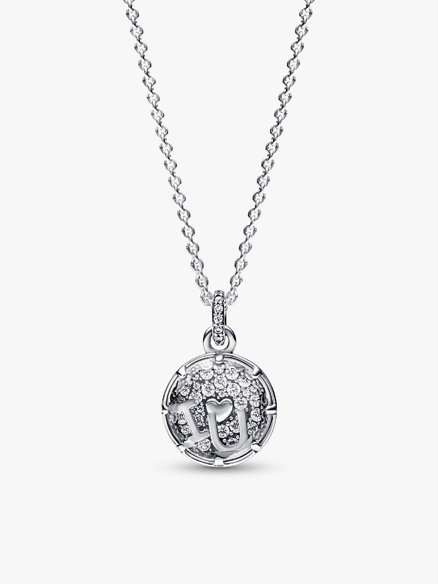 I love u sterling silver pendant with clear cubic zirconia, clear crystal and necklace