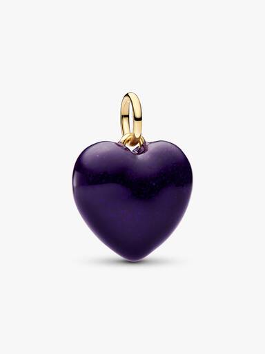 Charm Pendant Cœur Bombé Violet