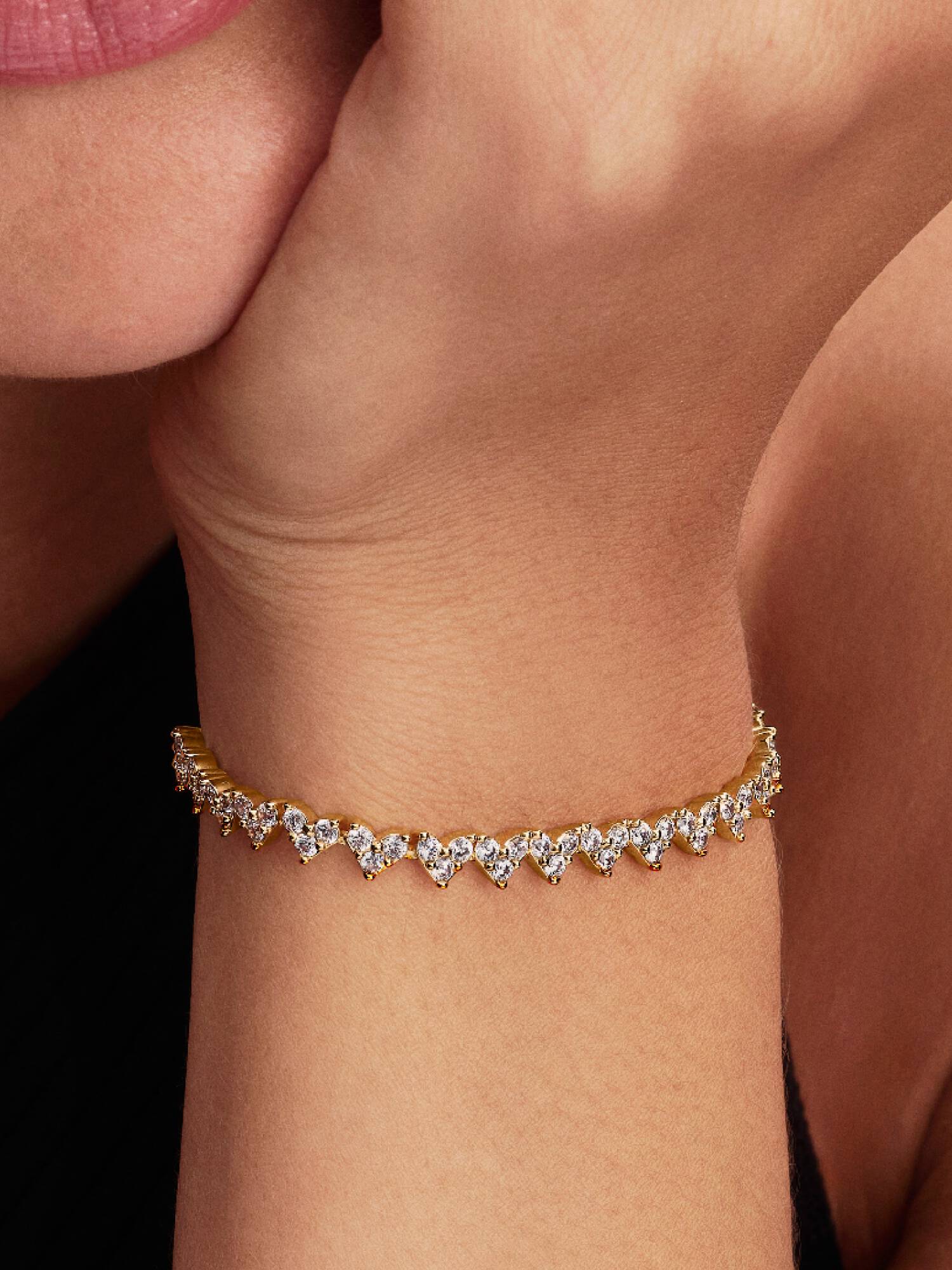 Bracelet Cœurs Trios de Pierres Doré