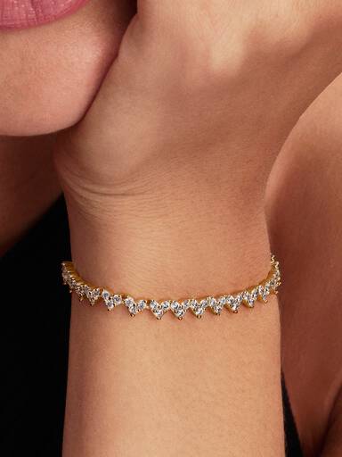 Bracelet Cœurs Trios de Pierres Doré