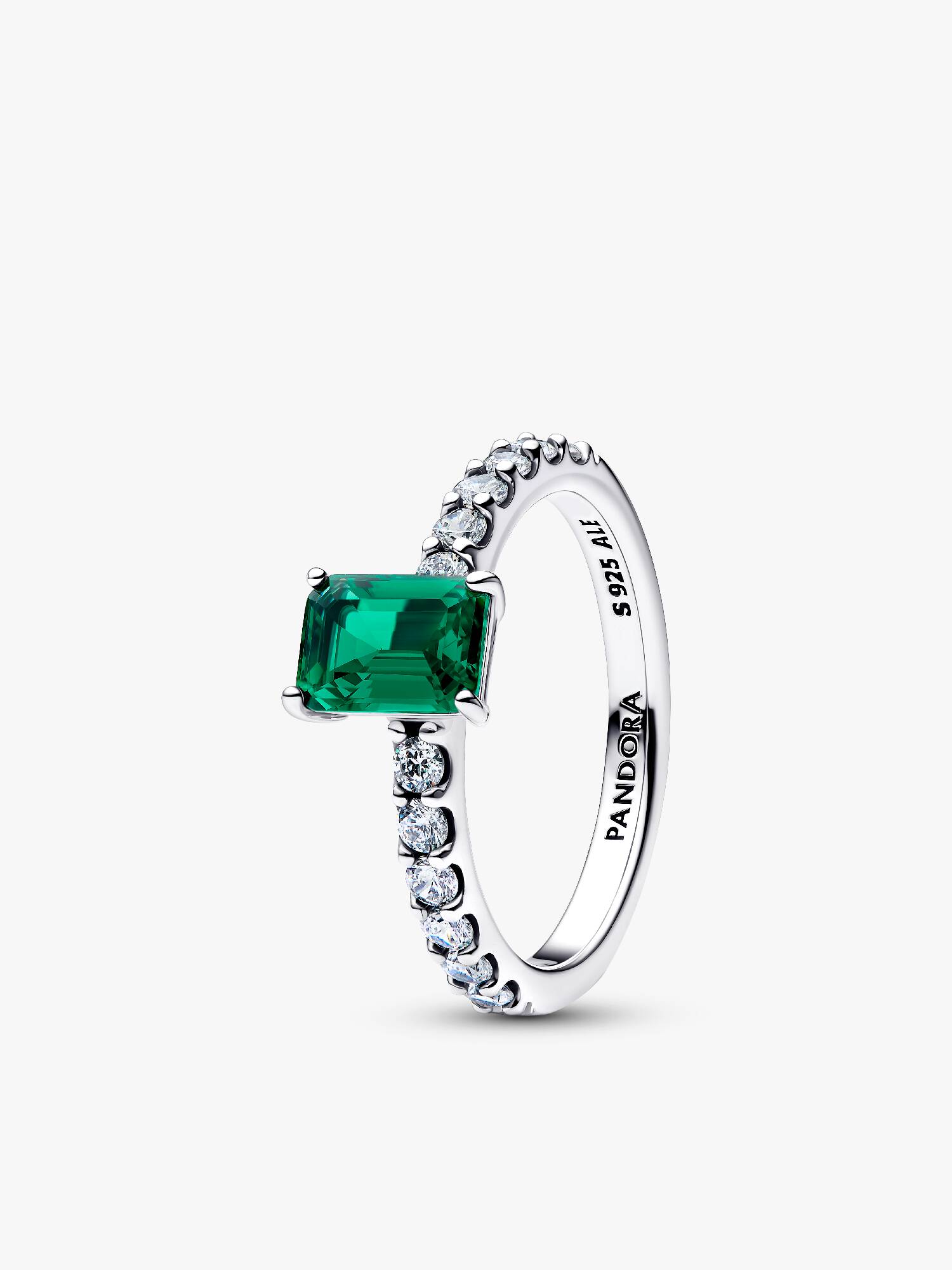 Bague Halo Vert Scintillant Rectangulaire