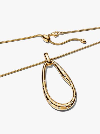 Collier avec Pendentif XL Serti de Forme Organique Doré