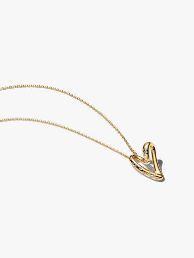 Collier avec Pendentif Cœur Organique Serti Doré