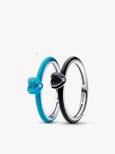 Ensemble de Bagues Chakra Noir & Turquoise Pandora ME Argent Massif
