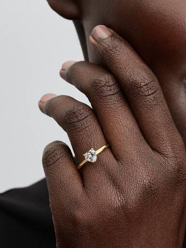 Bague Solitaire Cœur Incolore Scintillant
