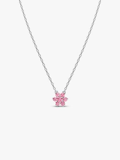 Collier à Pendentif Fleur Rose Scintillante