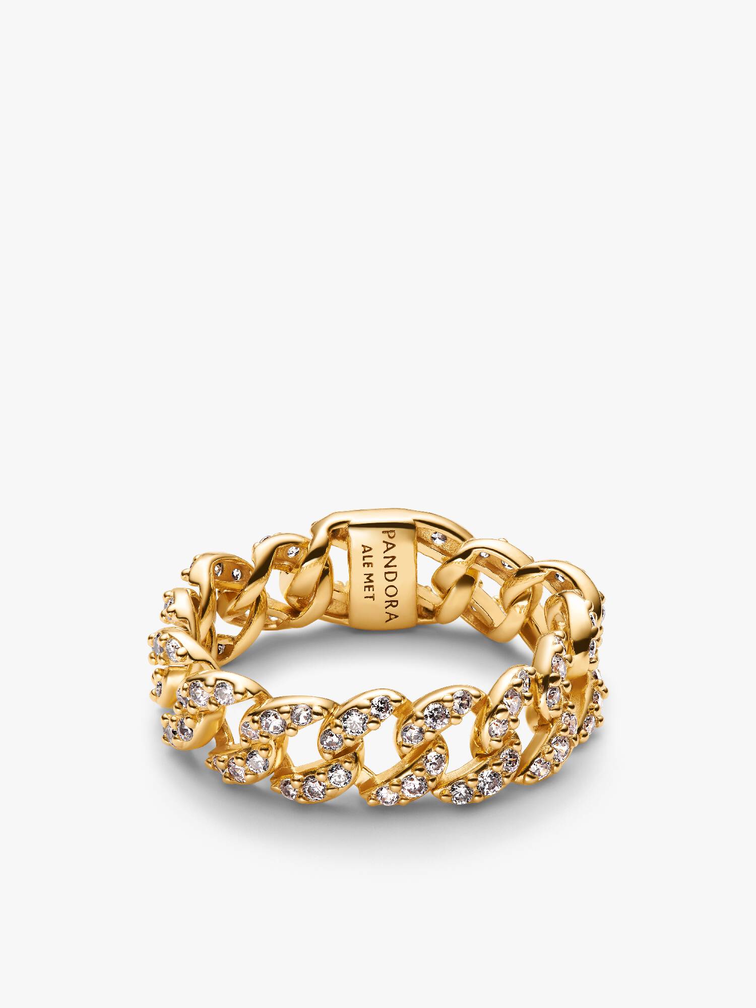 Bague Maille Cubaine Pavée