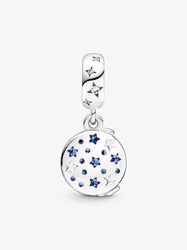 Charm Pendant Double Le Père Noël Sur La Lune