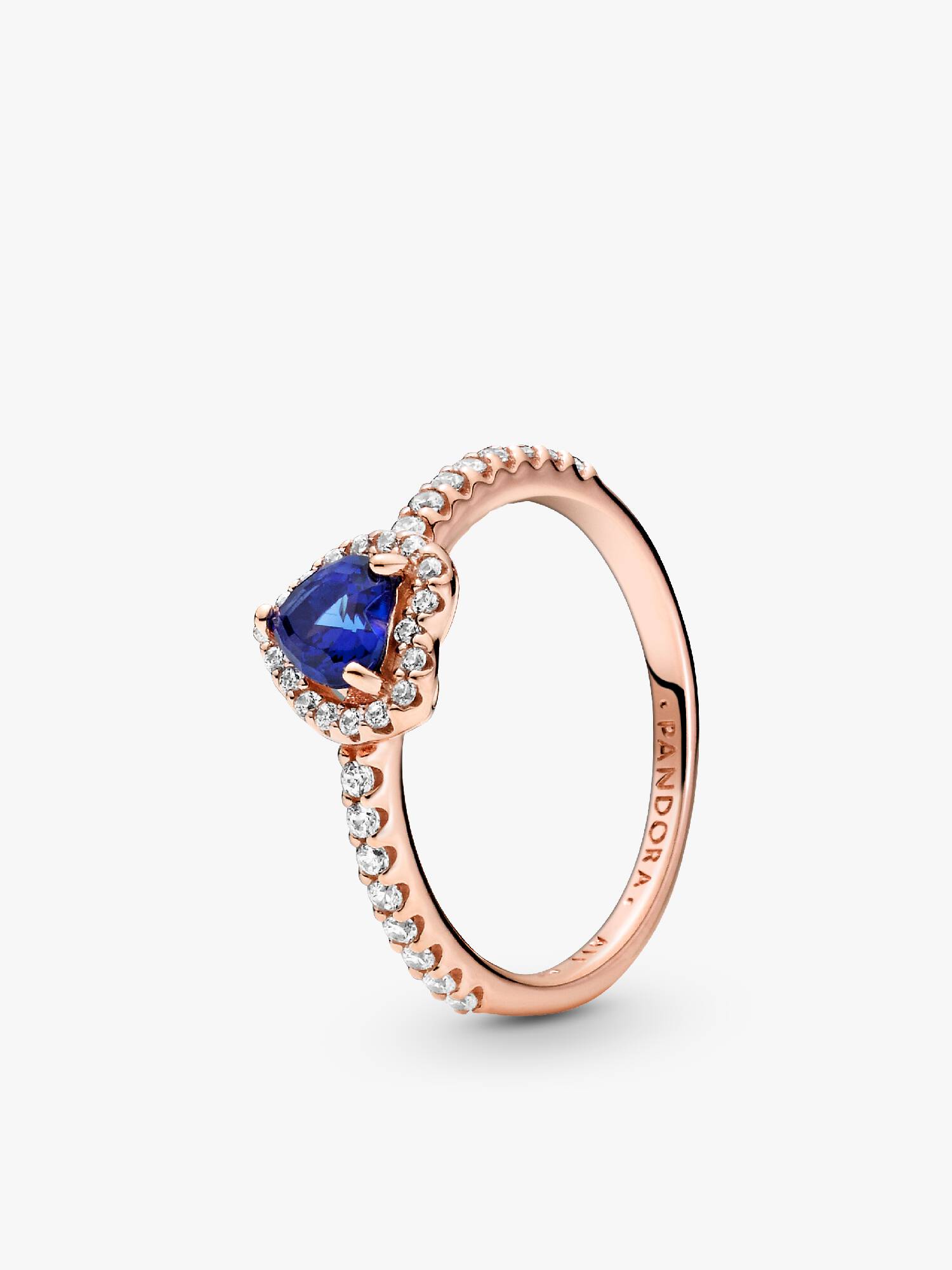 Bague Cœur Surélevé Bleu Scintillant