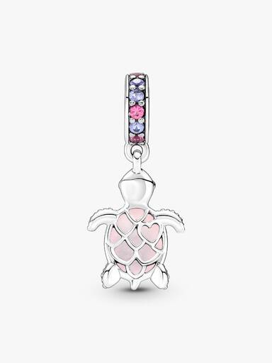 Charm Pendant Tortue de Mer Rose en Verre de Murano