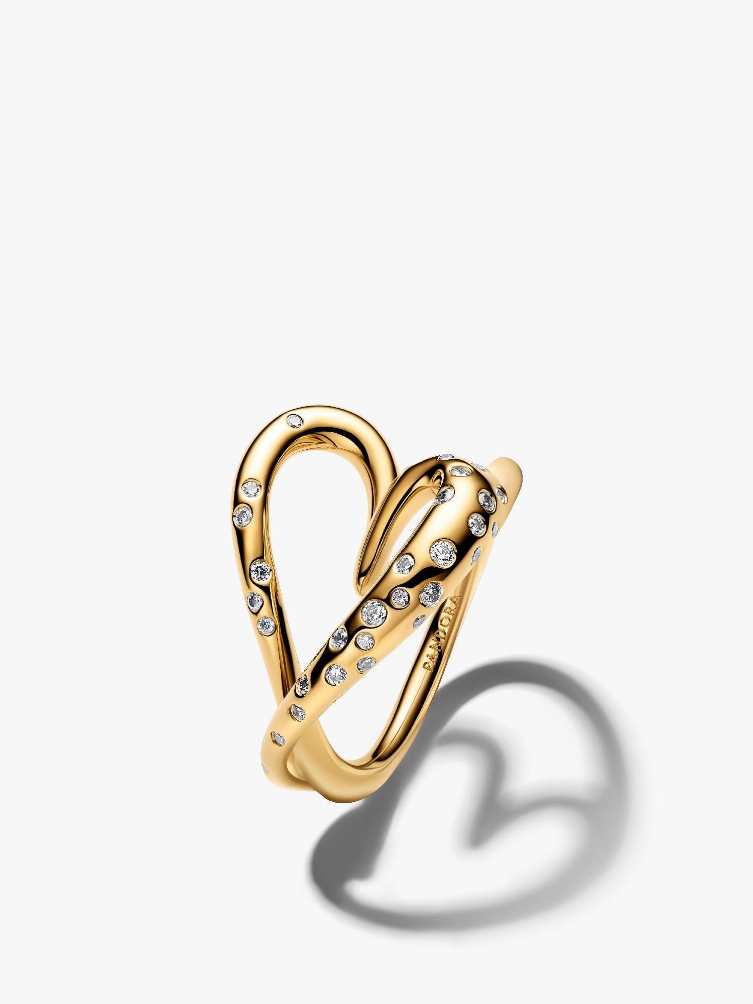 Bague Cœur Organique Sertie Dorée