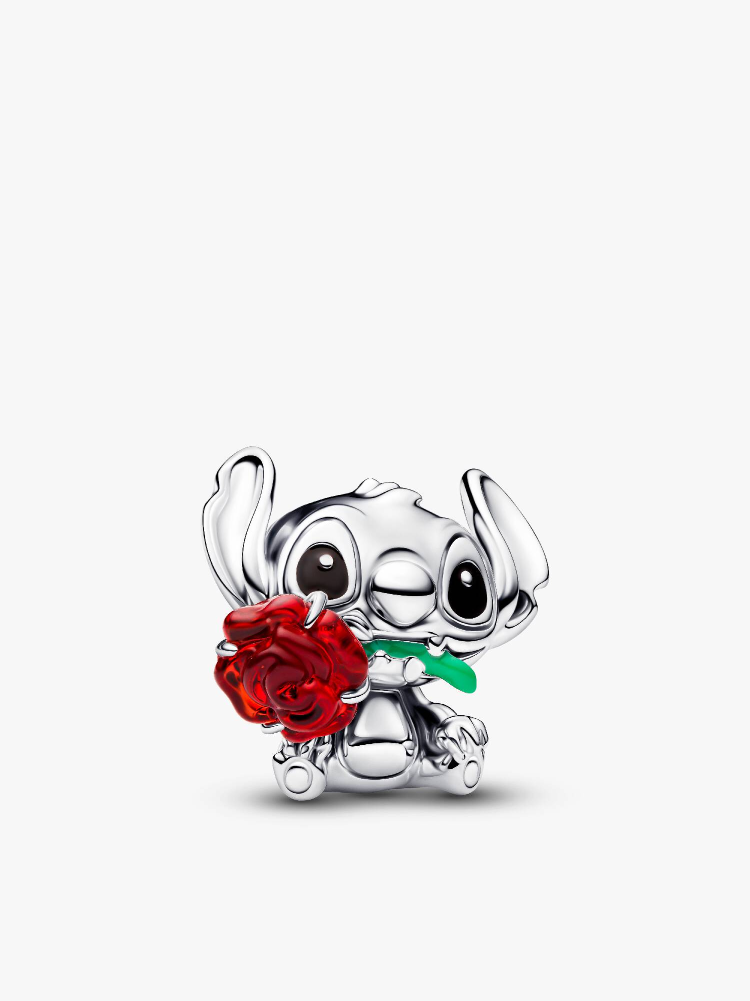 Charm Disney Stitch et Rose en verre de Murano