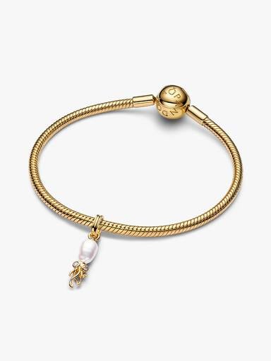 Charm Pendant Calamar et Perle de Culture d’Eau Douce Traitée Baroque Doré