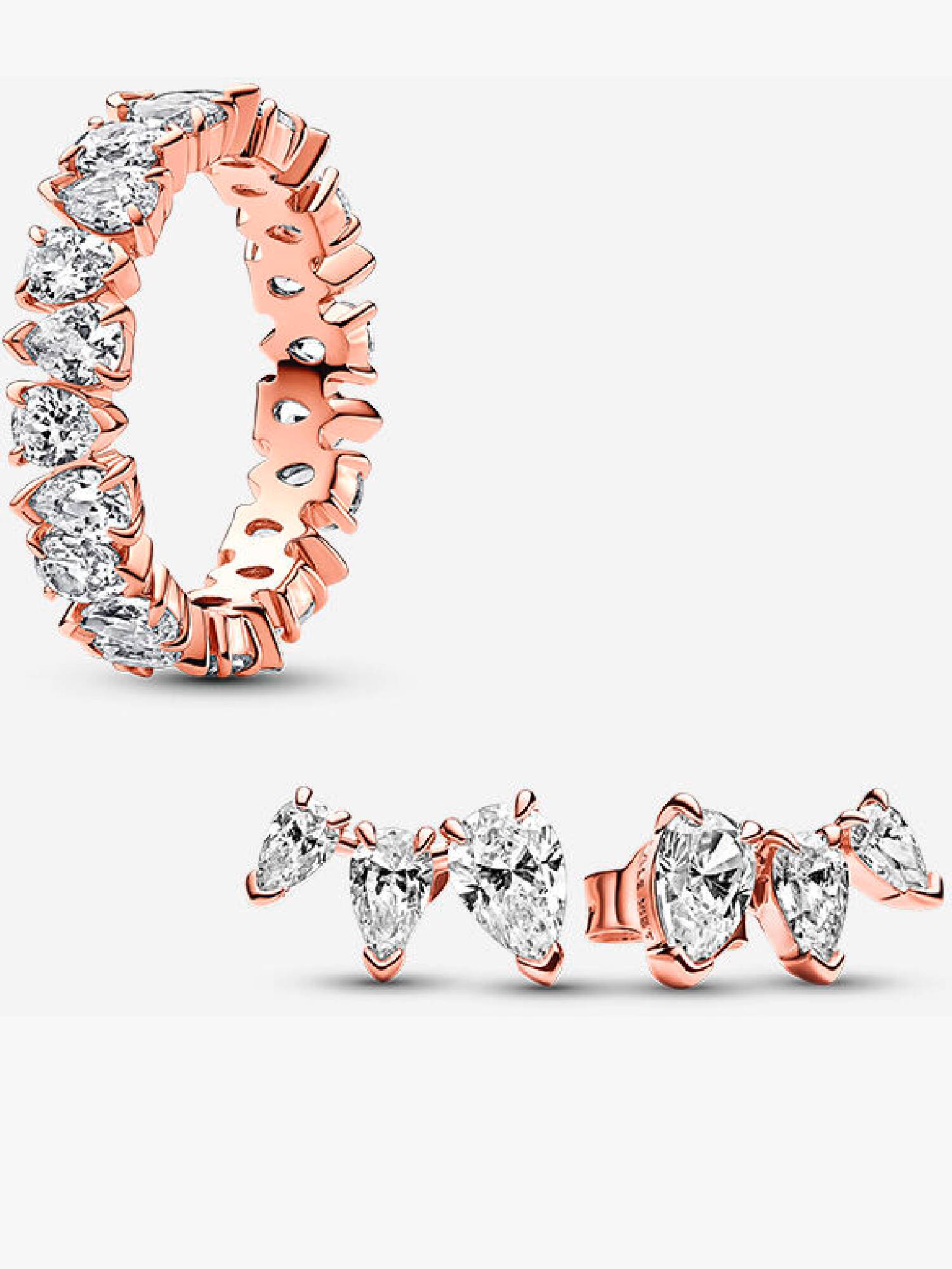Parure Anneau Alternance et Clous d’Oreilles Poires Scintillantes