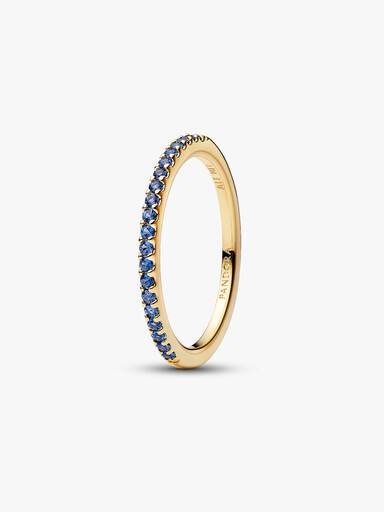 Anneau Demi-Éternité Bleu Scintillant Doré