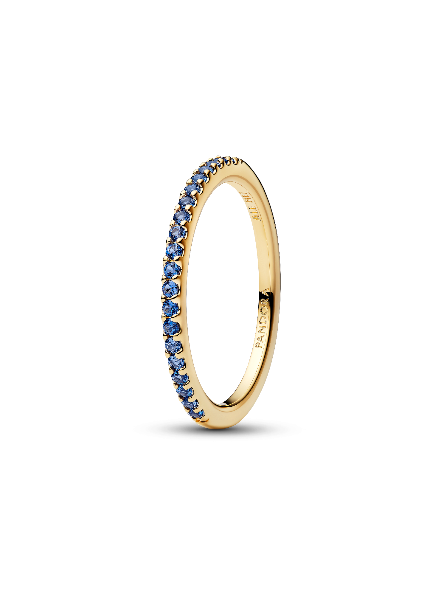 Anneau Demi-Éternité Bleu Scintillant Doré