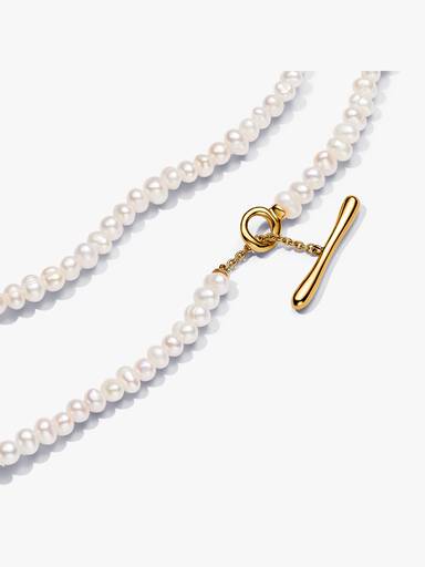 Collier Barre en T Perles de Culture d'Eau Douce Traitées