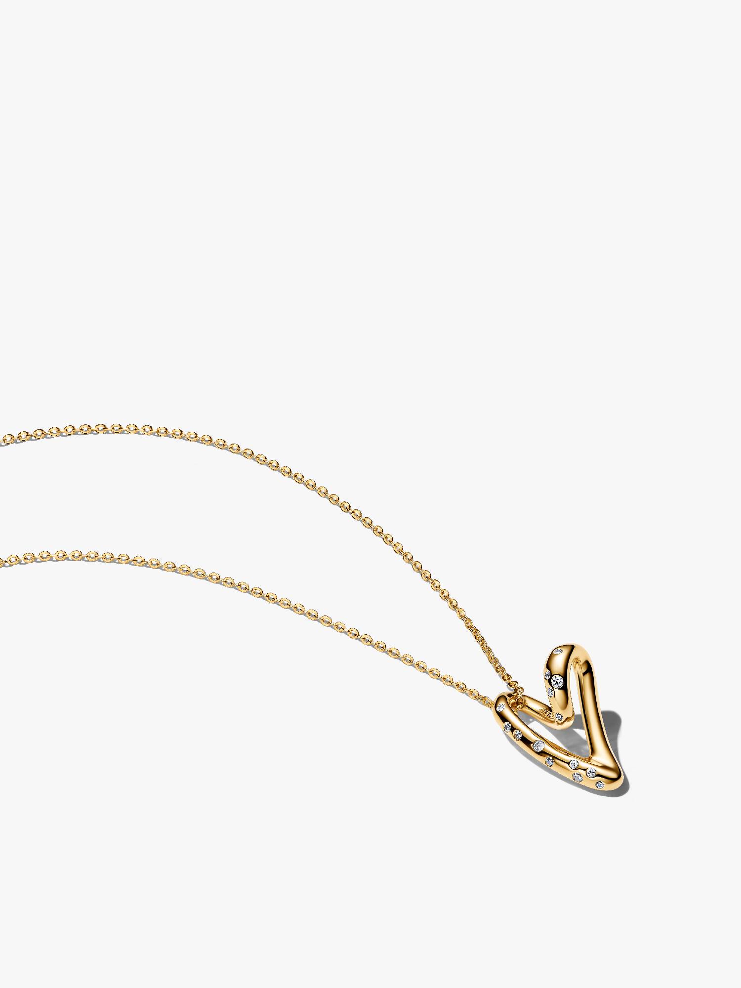 Collier avec Pendentif Cœur Organique Serti Doré