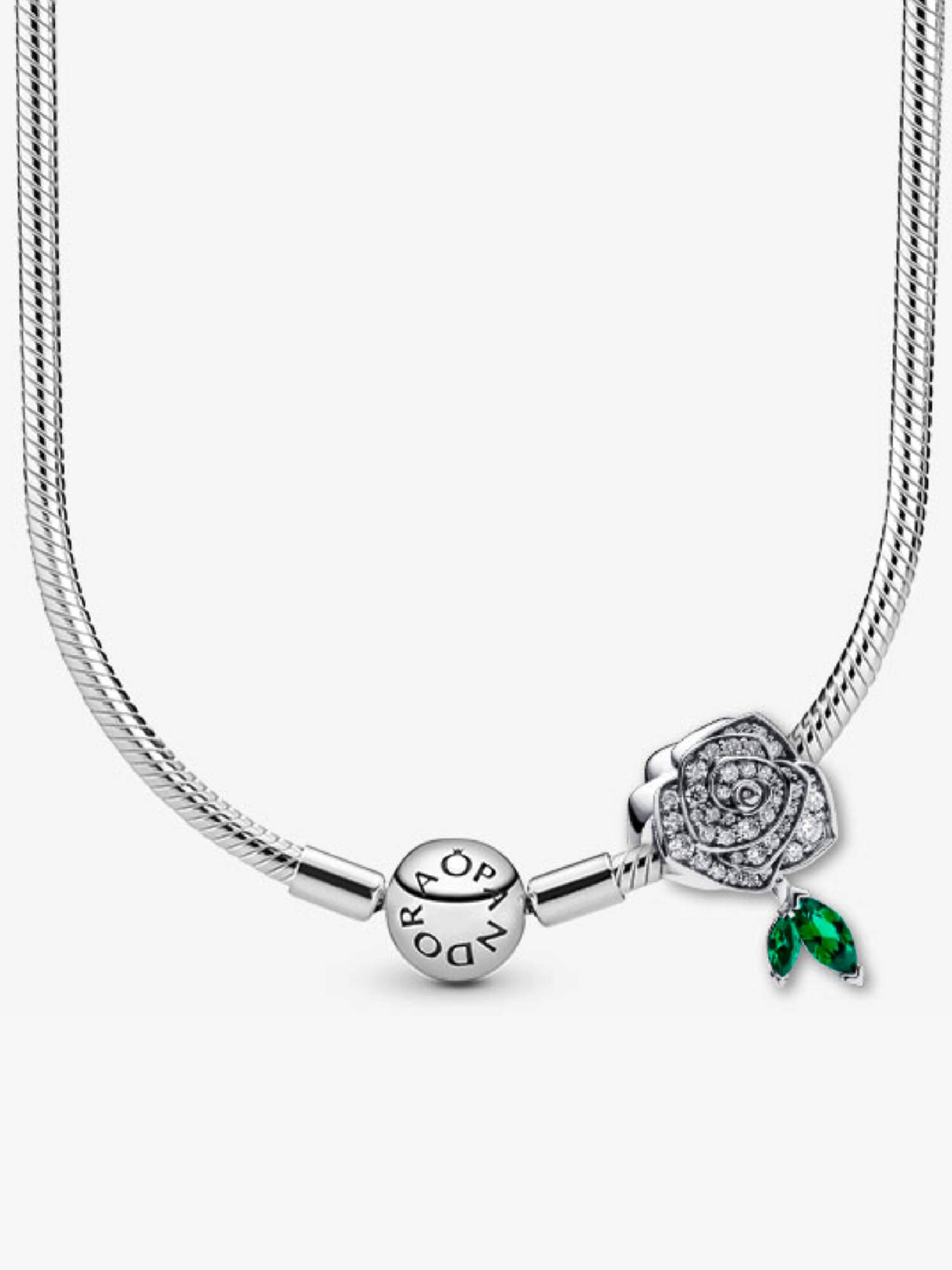 Collier Composé Charm Rose en Fleur Scintillante