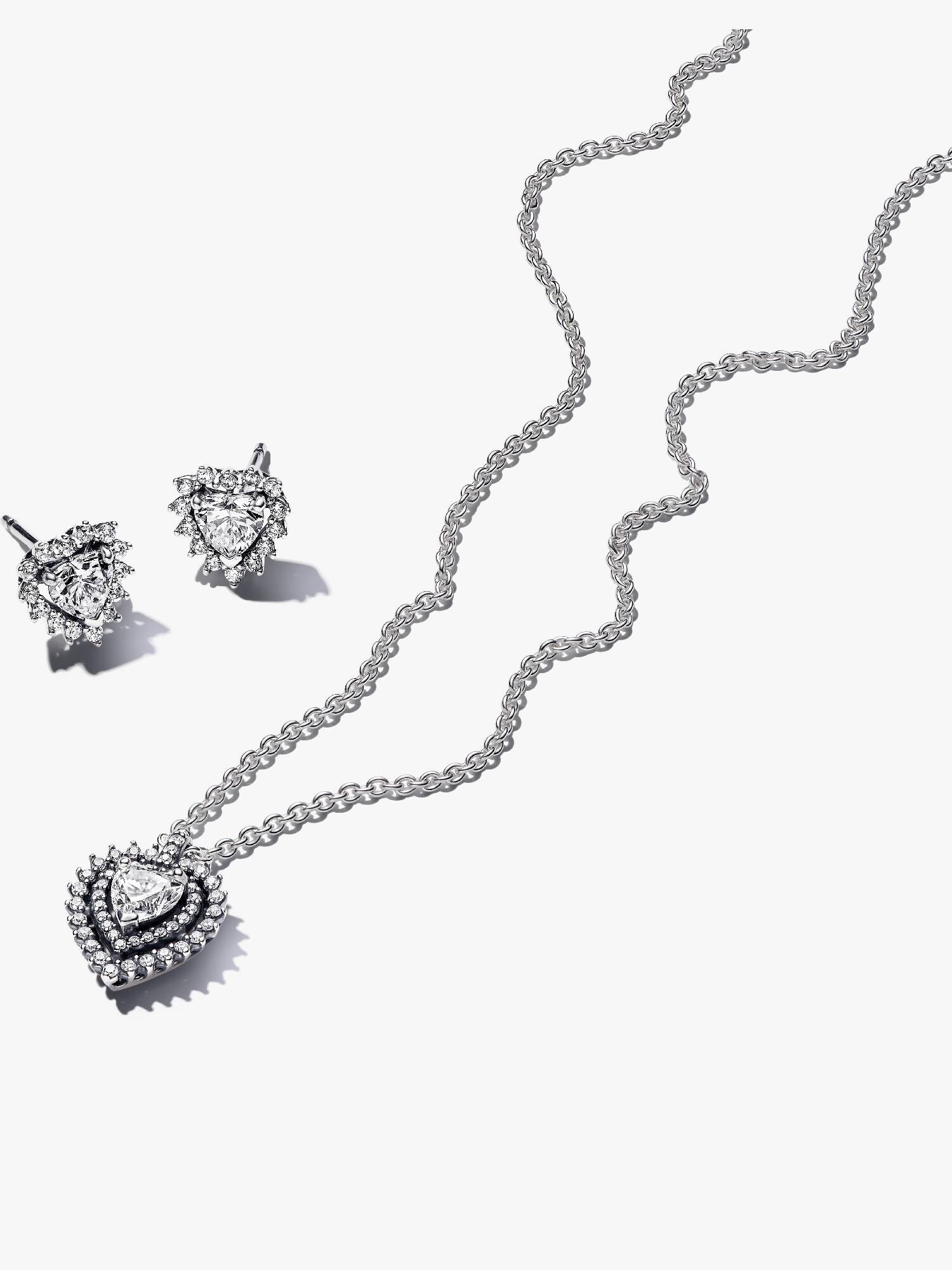 Parure Collier et Clous d'Oreilles Halo Cœur Scintillant