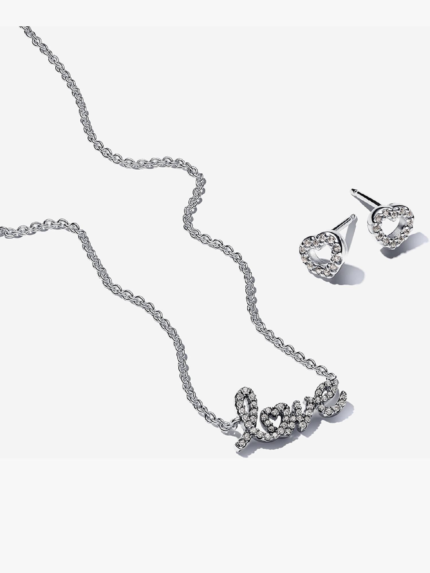 Parure Collier Love et Clous d'Oreilles Cœur Ouvert