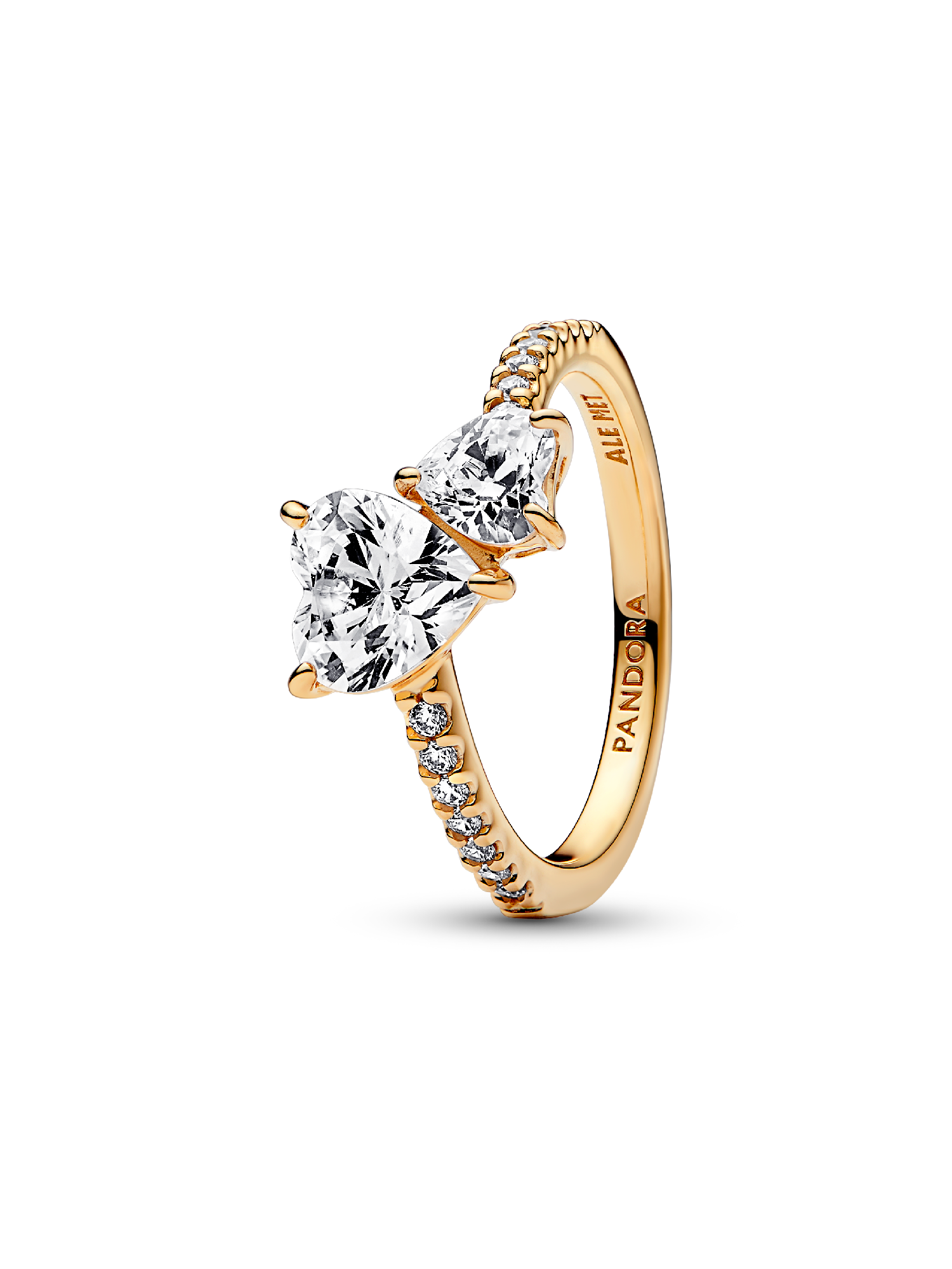 Bague Scintillante Cœur Double Métal doré à l'Or 14 carats