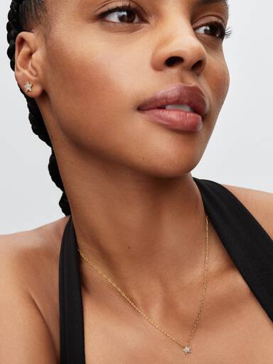 Collier avec Pendentif Étoile Scintillante Doré