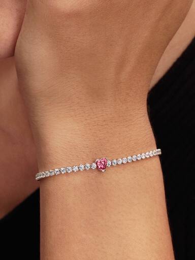 Bracelet Rivière Cœur Scintillant Rose
