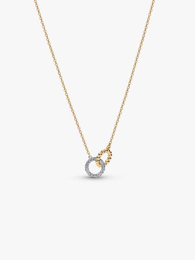Collier Cercles Imbriqués Pavé et Sphère Bimatière