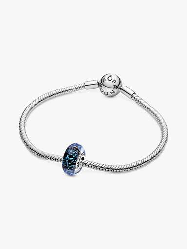 Charm Océan Verre de Murano Bleu Foncé Ondulé