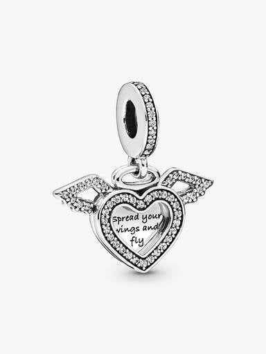 Charm Pendant Cœur et Ailes d'Ange
