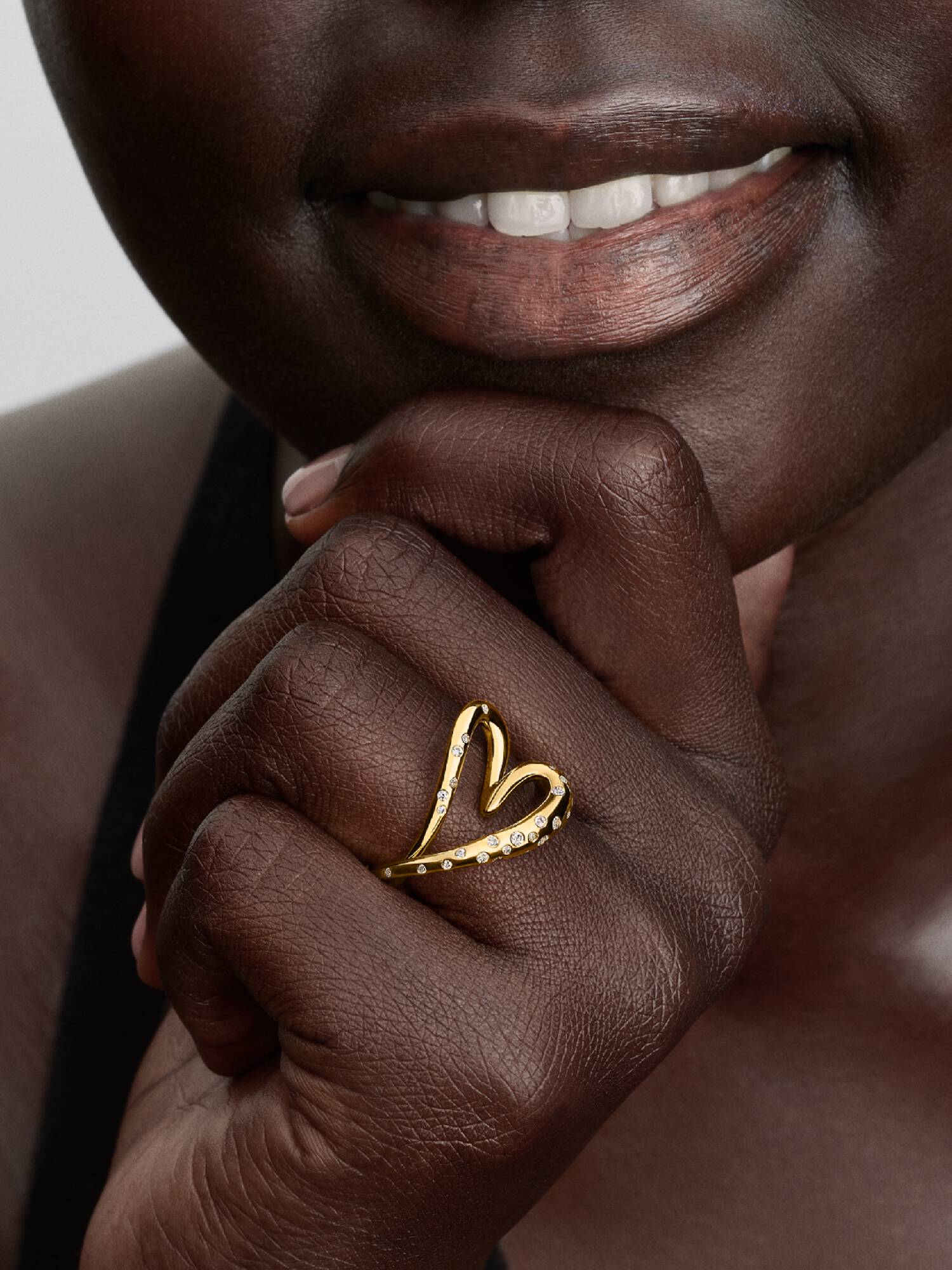 Bague Cœur Organique Sertie Dorée